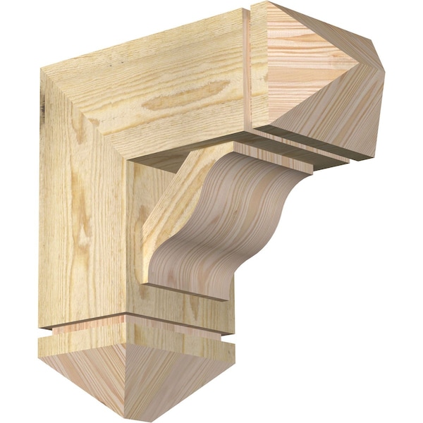 Ekena Millwork Funston Arts and Crafts Rough Sawn Bracket w/ Offset Brace, Douglas Fir, 8"W x 18"D x 18"H BKT0806X18X18FST03RDF - main